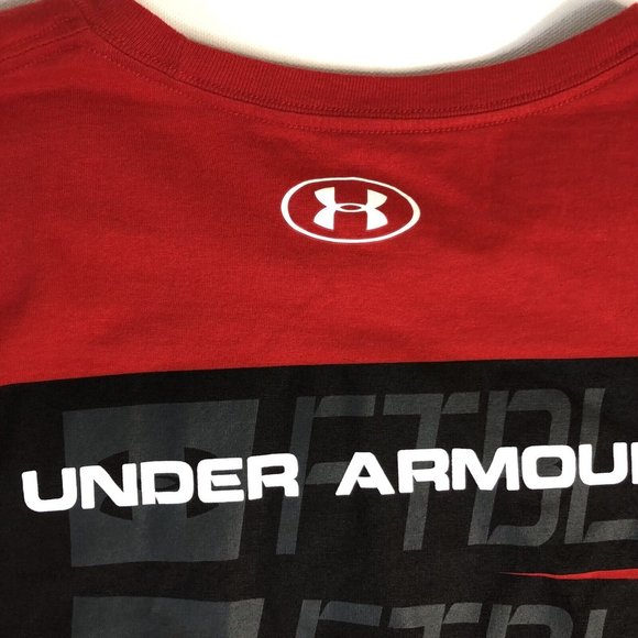 Under Armor FTBL Red Graphic Print T-Shirt Mens Size XL C102 - Picture 5 of 7